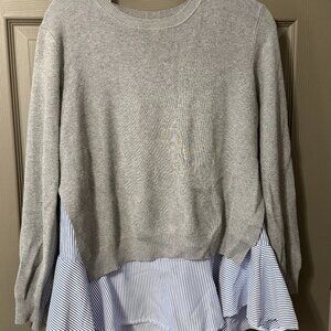 Mello Day 1XL Gray Sweater & Striped Tank 2-in-1 Layered Top
